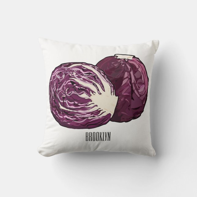 Red cabbage cartoon illustration  cushion (Front)