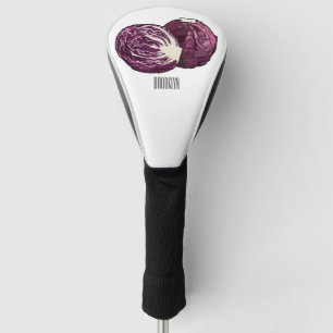 Red cabbage cartoon illustration golf head cover