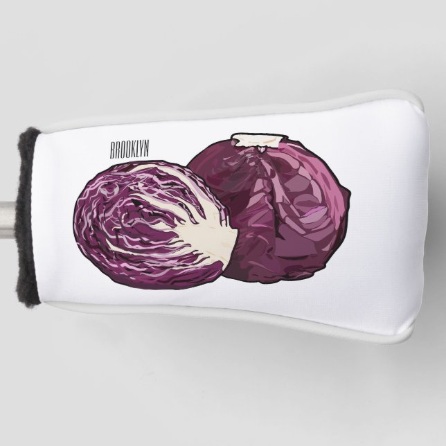Red cabbage cartoon illustration  golf head cover (Front)