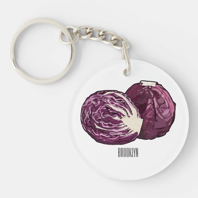 Red cabbage cartoon illustration  key ring (Front)