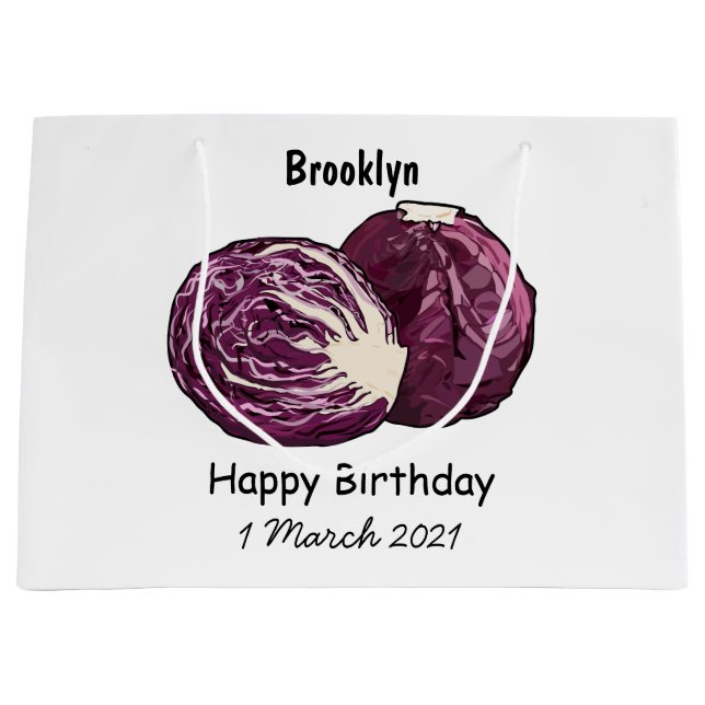 Red cabbage cartoon illustration large gift bag (Front)