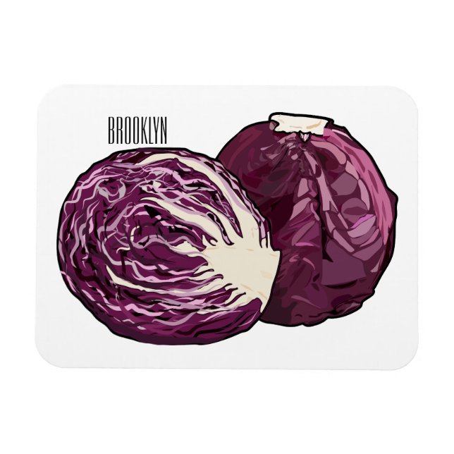 Red cabbage cartoon illustration  magnet (Horizontal)
