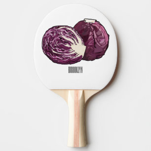 Red cabbage cartoon illustration  ping pong paddle