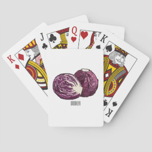 Red cabbage cartoon illustration playing cards