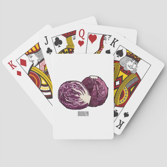 Red cabbage cartoon illustration  playing cards (Back)
