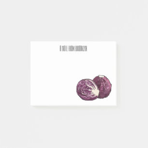 Red cabbage cartoon illustration post-it notes