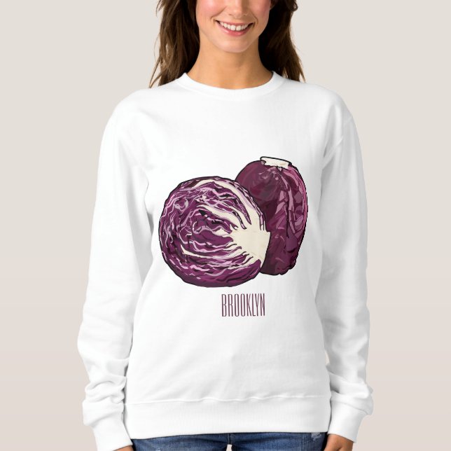 Red cabbage cartoon illustration  sweatshirt (Front)