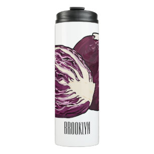 Red cabbage cartoon illustration thermal tumbler
