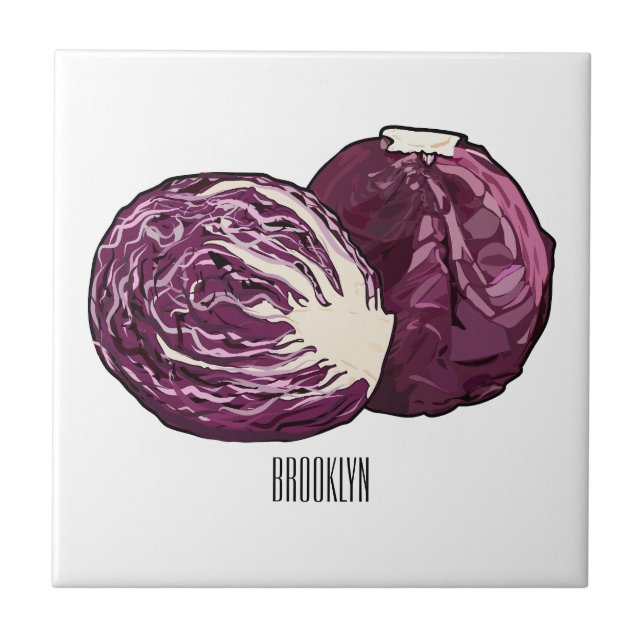 Red cabbage cartoon illustration  tile (Front)