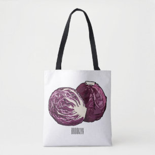 Red cabbage cartoon illustration  tote bag