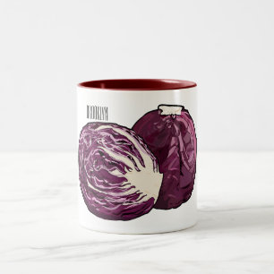 Red cabbage cartoon illustration Two-Tone coffee mug