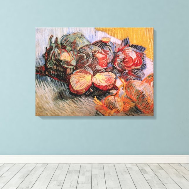 Red Cabbages and Onions by Vincent van Gogh Canvas Print (Insitu(Wood Floor))