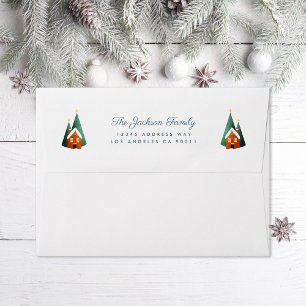 Red Cabin Christmas Envelope