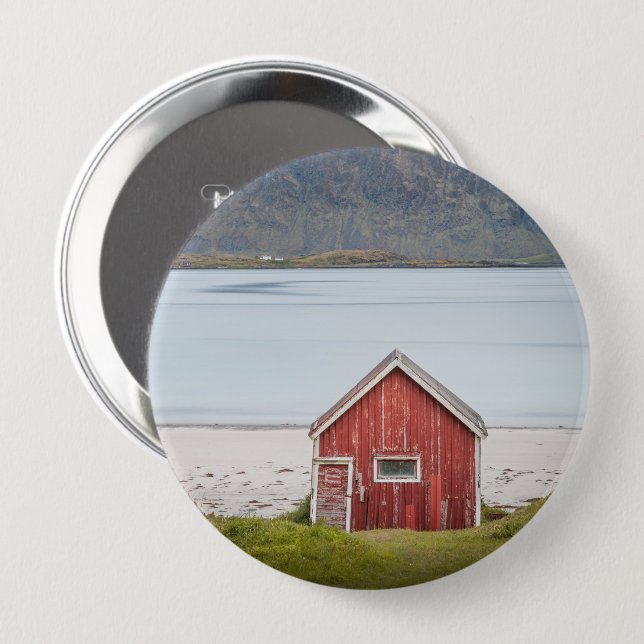 Red Cabin Ramberg Lofoten 10 Cm Round Badge (Front & Back)
