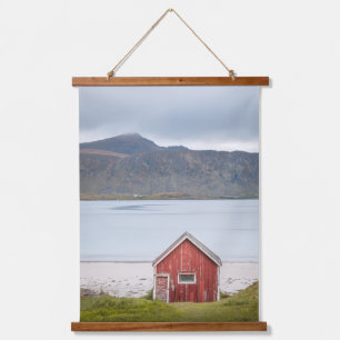 Red Cabin Ramberg Lofoten Hanging Tapestry