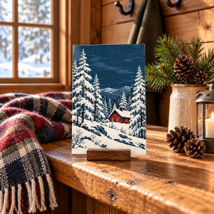 Red Cabin White Pines Art Print