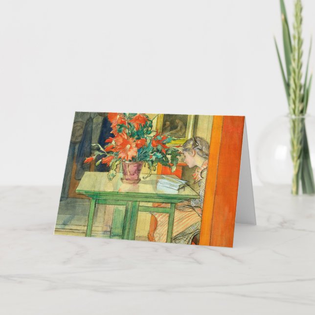 Red Cactus And Lisbeth Reading Carl Larsson Card (Front)
