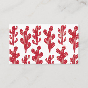 Red Cactus Plant QR Code Business Card
