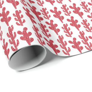 Red Cactus Plant Wrapping Paper