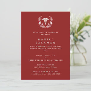 Red Caduceus Medical School Graduation Invitation