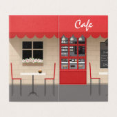 red cafe restaurant business card (Outside Unfolded)