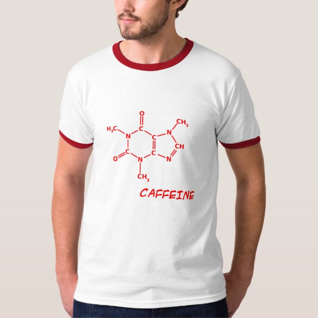 Red Caffeine Molecule T-Shirt (Front)