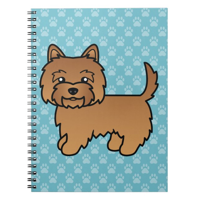 Red Cairn Terrier Cartoon Dog Illustration Blue Notebook (Front)