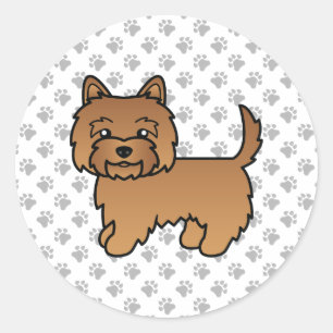 Red Cairn Terrier Cute Cartoon Dog Classic Round Sticker