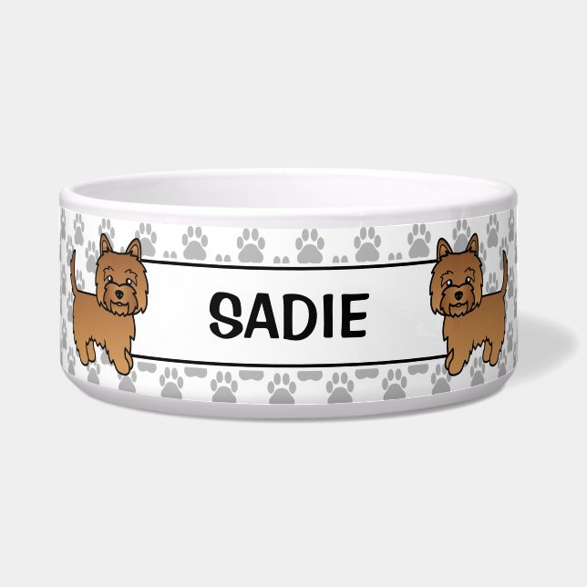 Red Cairn Terrier Cute Cartoon Dog & Name (Front)