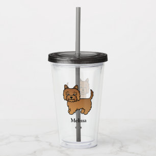 Red Cairn Terrier Cute Cartoon Dog & Name Acrylic Tumbler