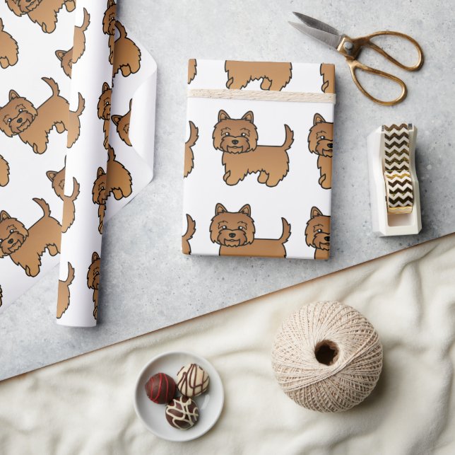 Red Cairn Terrier Cute Cartoon Dog Pattern Wrapping Paper (Crafts)