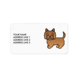 Red Cairn Terrier Cute Cartoon Dog & Text Label