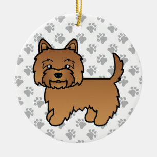 Red Cairn Terrier Dog Cute Illustration & Paws Ceramic Tree Decoration