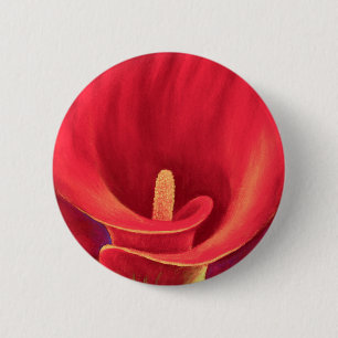 Red Cala Lily Tropical Flower Art - Multi 6 Cm Round Badge