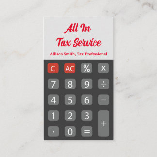 Red Calculator Tax Service Business Card