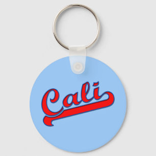 Red Cali California Logo on Blue Key Ring