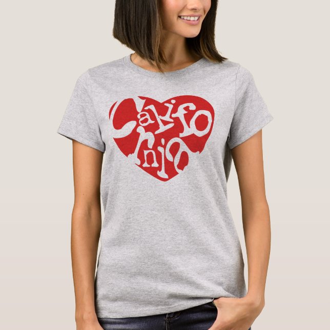 Red California Heart T-Shirt (Front)