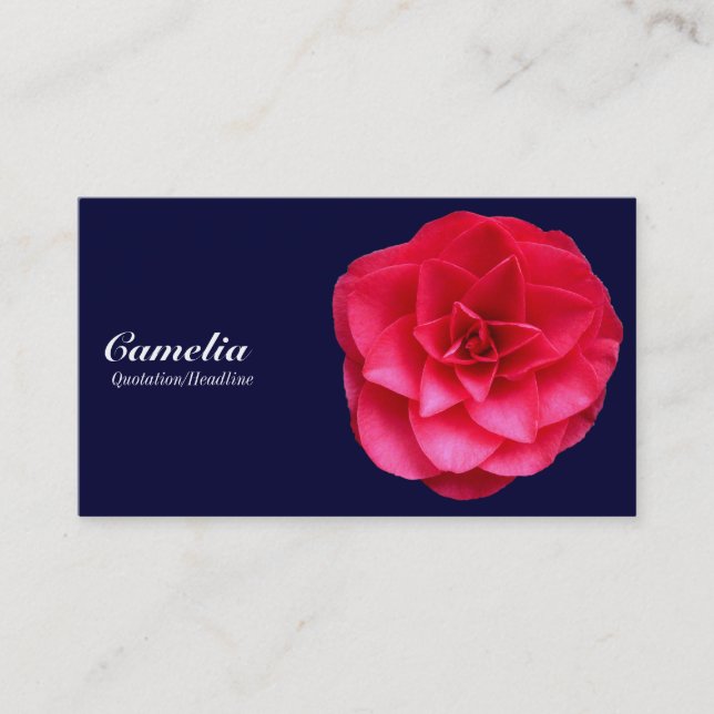 Red Camelia - Dark Navy 000033 Business Card (Front)