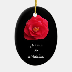 red camellia flower Christmas ornament