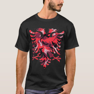Red Camo Albanian Eagle 3D T-Shirt