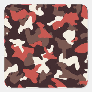 Red camo camouflage army pattern square sticker