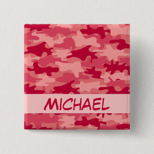 Red Camo Camouflage Name Personalised 15 Cm Square Badge