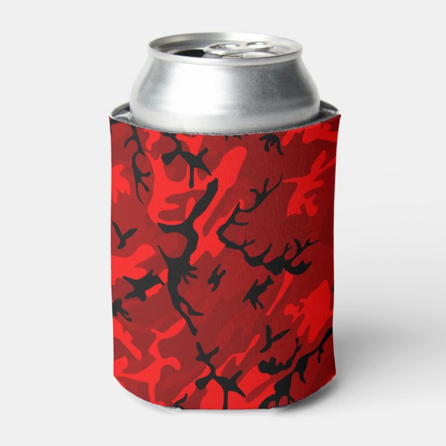 Red Camo Pattern Can Cooler (Can Front)