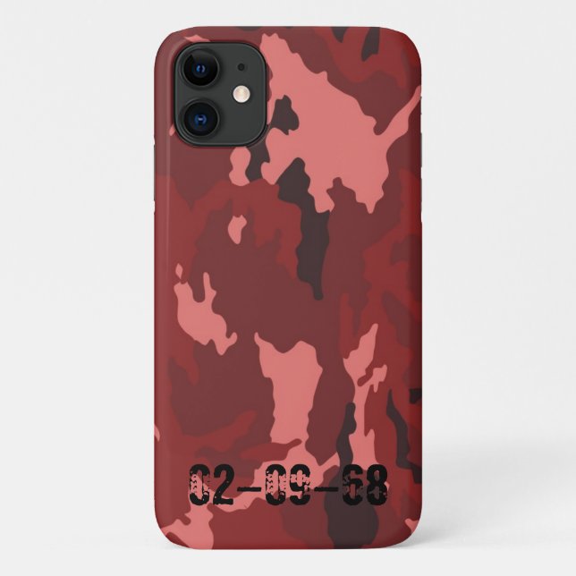 Red Camo Pattern Pink Maroon Camouflage Case-Mate iPhone Case (Back)