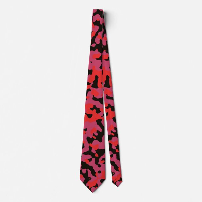 Red Camouflage in Black and Purple  Tie (Front)