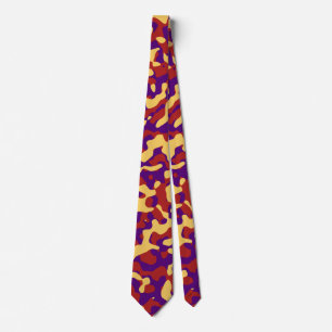 Red Camouflage in Yellow and Purple Tie