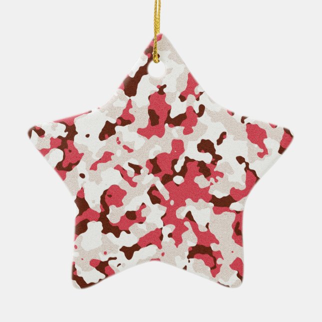 Red camouflage pattern ceramic tree decoration (Front)