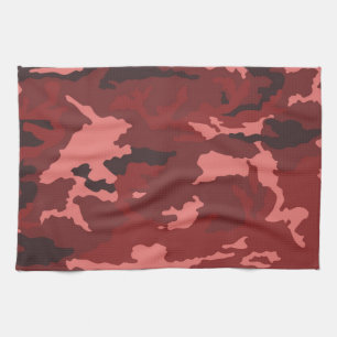 Red camouflage pattern kitchen towel