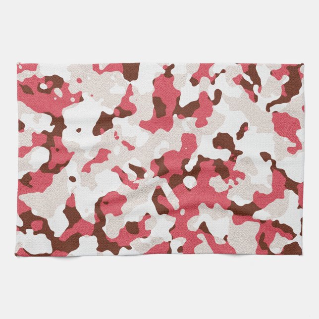 Red camouflage pattern tea towel (Horizontal)