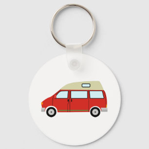 Red Camper Van High Top Mobile Freedom Key Ring